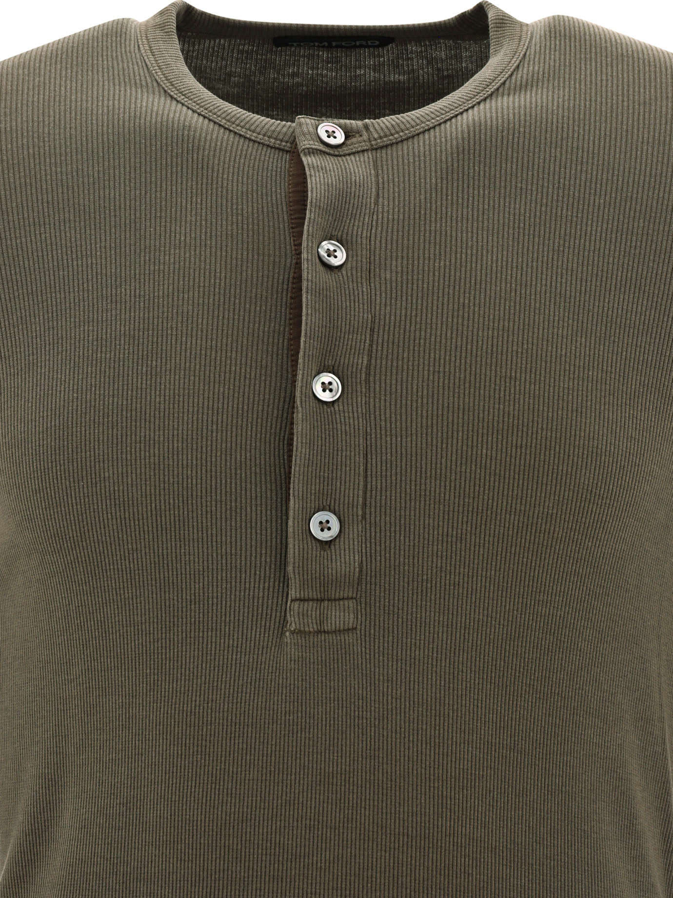 TOM FORD Green Lyocell buttoned t-shirt